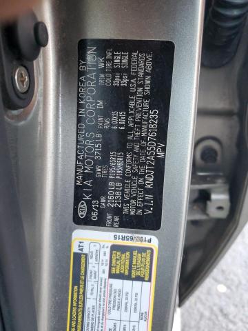 KNDJT2A55D7618235 - 2013 KIA SOUL GRAY photo 12