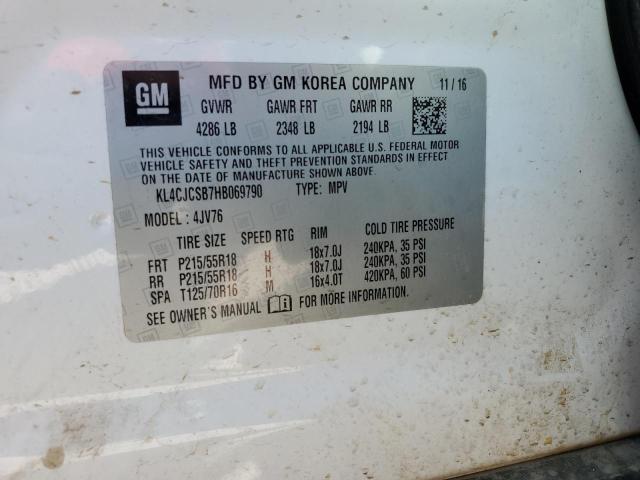 KL4CJCSB7HB069790 - 2017 BUICK ENCORE ESSENCE WHITE photo 13