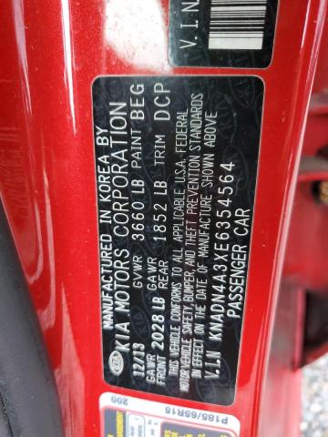 KNADN4A3XE6354564 - 2014 KIA RIO EX RED photo 13