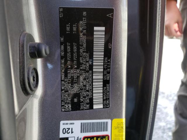 5TDYZ3DC2HS809698 - 2017 TOYOTA SIENNA XLE GRAY photo 13