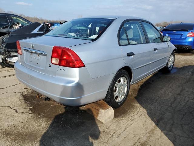 1HGES15521L059675 - 2001 HONDA CIVIC LX SILVER photo 3