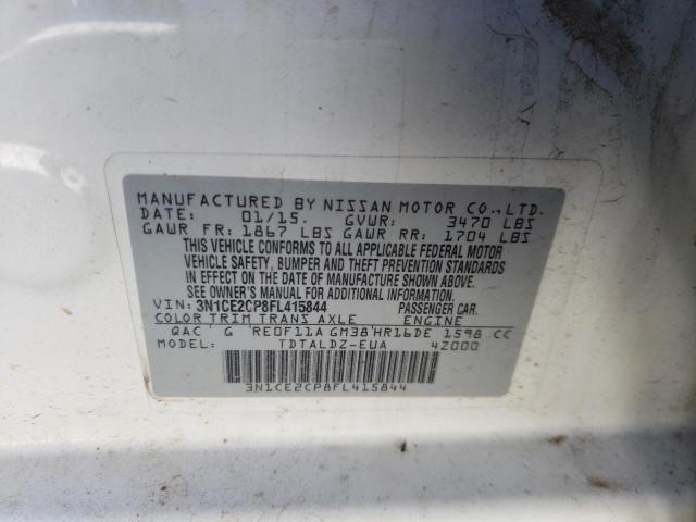 3N1CE2CP8FL415844 - 2015 NISSAN VERSA NOTE S WHITE photo 13