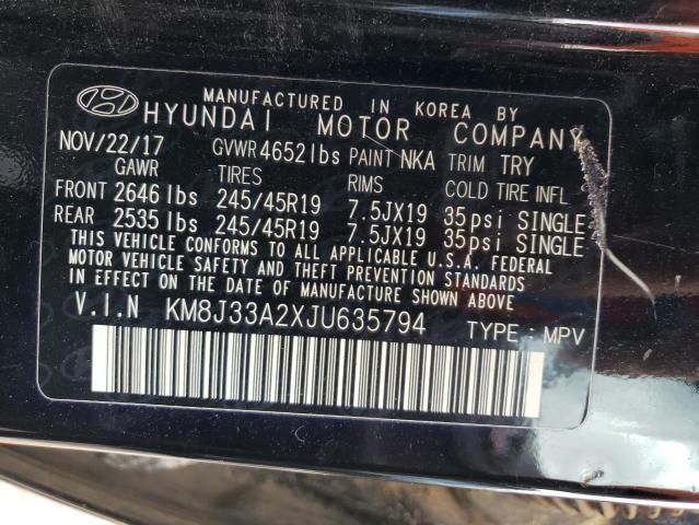 KM8J33A2XJU635794 - 2018 HYUNDAI TUCSON VALUE BLACK photo 13