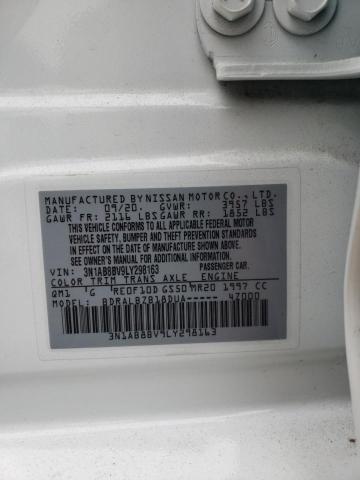 3N1AB8BV9LY298163 - 2020 NISSAN SENTRA S WHITE photo 12