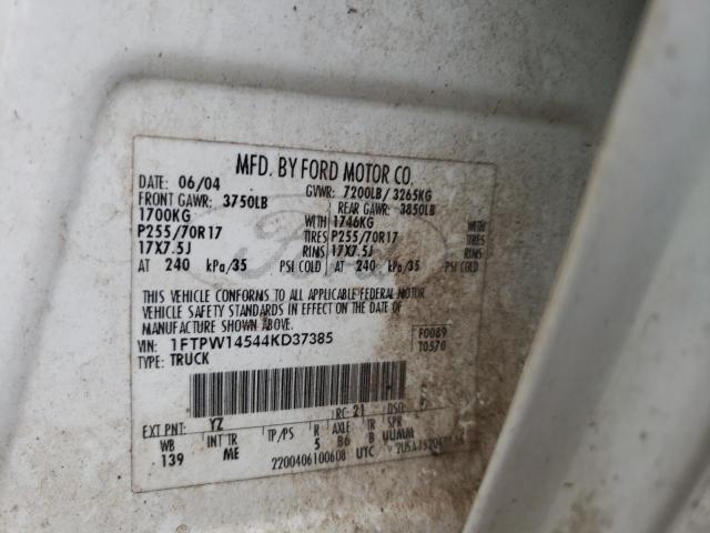 1FTPW14544KD37385 - 2004 FORD F150 SUPERCREW WHITE photo 12