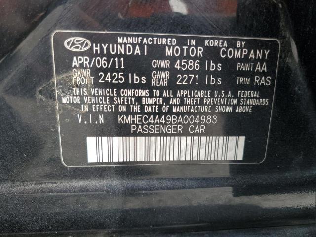 KMHEC4A49BA004983 - 2011 HYUNDAI SONATA HYBRID BLACK photo 12