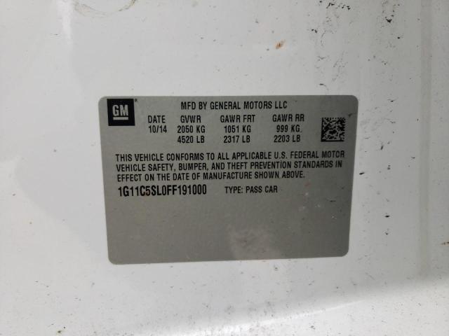 1G11C5SL0FF191000 - 2015 CHEVROLET MALIBU 1LT WHITE photo 12