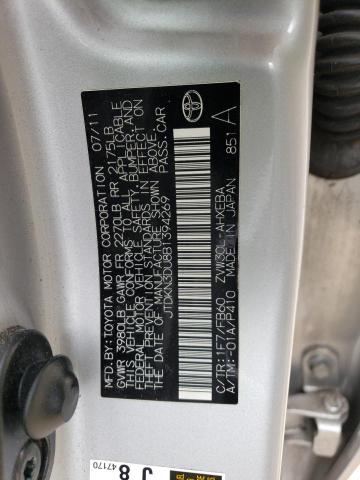 JTDKN3DU8B1394269 - 2011 TOYOTA PRIUS SILVER photo 12