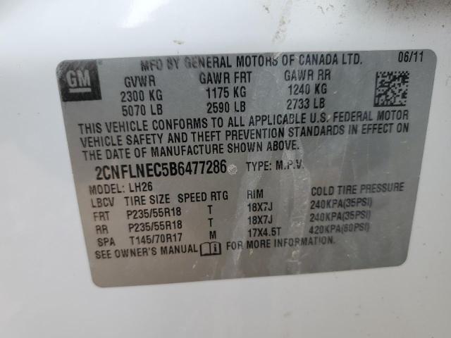 2CNFLNEC5B6477286 - 2011 CHEVROLET EQUINOX LT WHITE photo 13