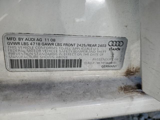 WAUJF78K99N040981 - 2009 AUDI A4 PREMIUM PLUS WHITE photo 12