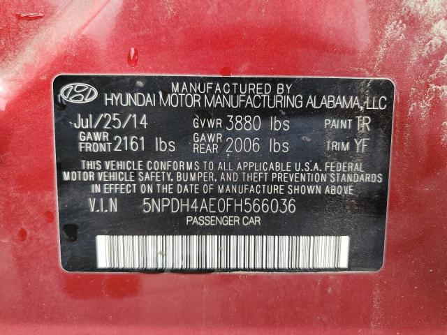 5NPDH4AE0FH566036 - 2015 HYUNDAI ELANTRA SE RED photo 12