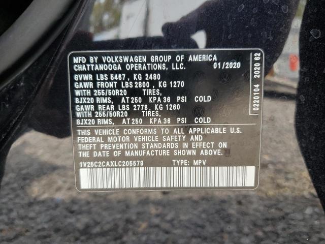 1V25C2CAXLC205579 - 2020 VOLKSWAGEN ATLAS CROS SE Noir photo 13