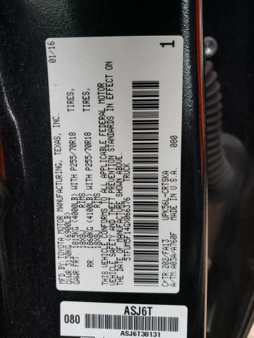 5TFUM5F14GX066376 - 2016 TOYOTA TUNDRA DOUBLE CAB SR/SR5 BLACK photo 12