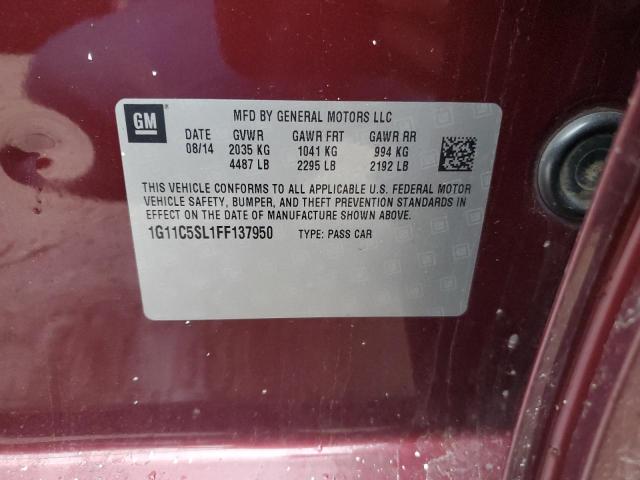 1G11C5SL1FF137950 - 2015 CHEVROLET MALIBU 1LT MAROON photo 12