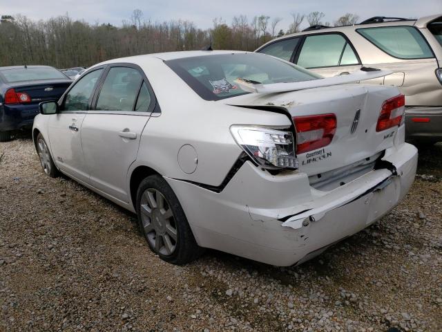 3LNHM26T39R618054 - 2009 LINCOLN MKZ WHITE photo 2