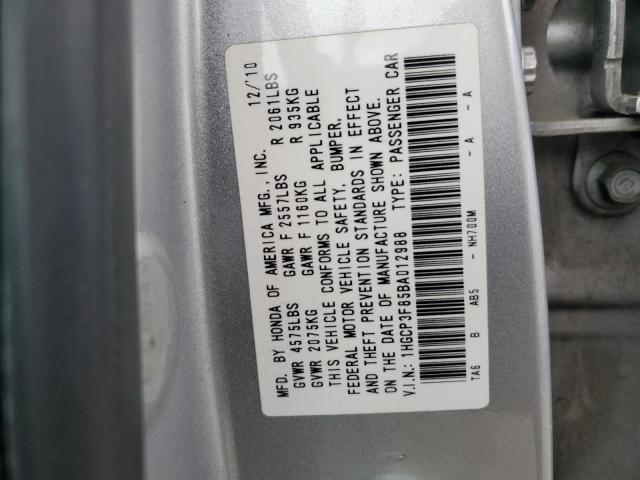 1HGCP3F85BA012988 - 2011 HONDA ACCORD EXL SILVER photo 12