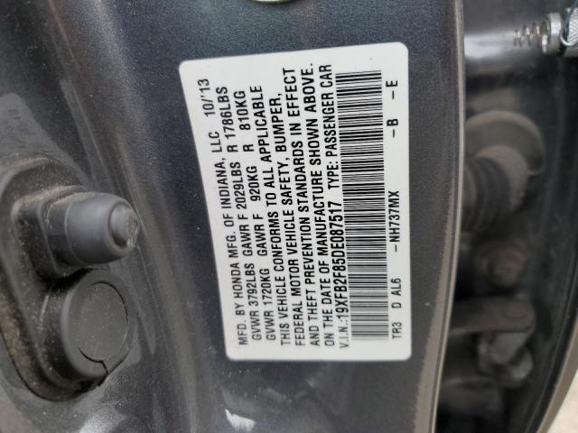 19XFB2F85DE087517 - 2013 HONDA CIVIC EX GRAY photo 12