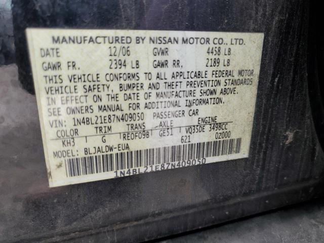 1N4BL21E87N409050 - 2007 NISSAN ALTIMA 3.5SE BLACK photo 12