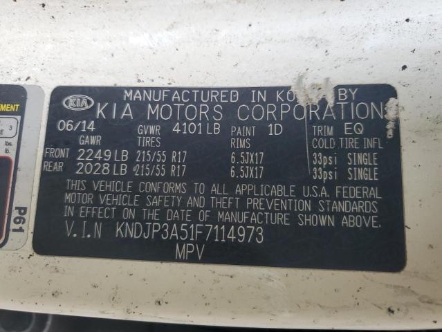 KNDJP3A51F7114973 - 2015 KIA SOUL + WHITE photo 13