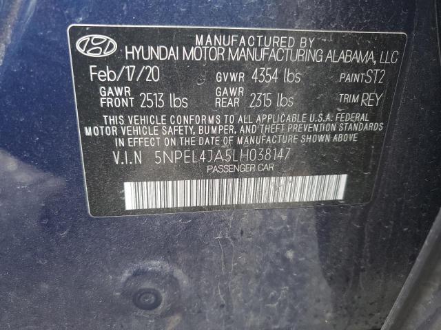 5NPEL4JA5LH038147 - 2020 HYUNDAI SONATA SEL BLUE photo 12