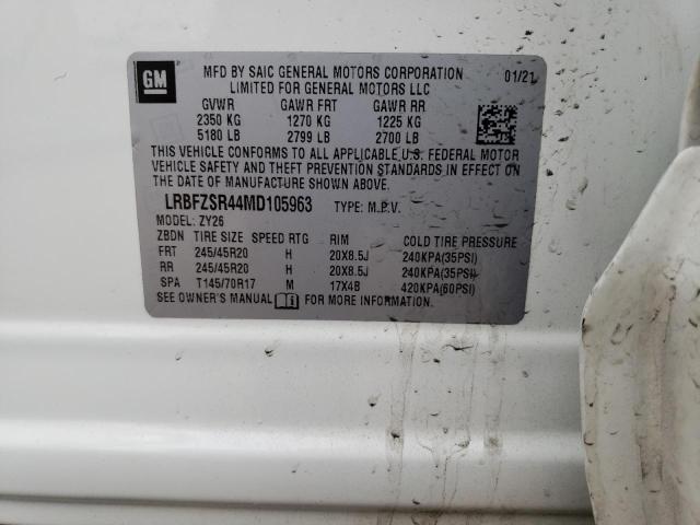 LRBFZSR44MD105963 - 2021 BUICK ENVISION AVENIR WHITE photo 13