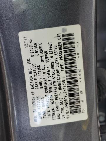 1HGCR2F37HA128677 - 2017 HONDA ACCORD LX GRAY photo 12