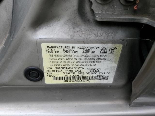 3N1CB51AX6L531796 - 2006 NISSAN SENTRA 1.8S GOLD photo 12