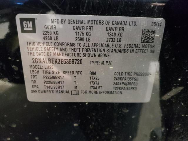 2GNALBEK3E6358720 - 2014 CHEVROLET EQUINOX LT BLACK photo 13