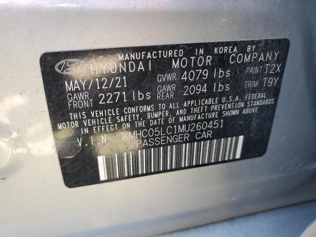 KMHC05LC1MU260451 - 2021 HYUNDAI IONIQ LIMITED SILVER photo 13