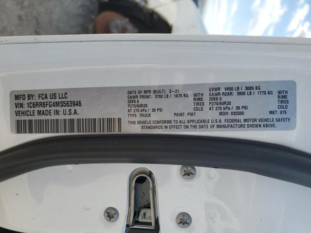 1C6RR6FG4MS563946 - 2021 RAM 1500 CLASS TRADESMAN თეთრი ფოტო 12