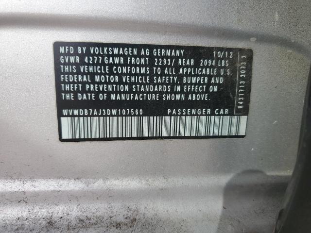 WVWDB7AJ3DW107560 - 2013 VOLKSWAGEN GOLF ვერცხლისფერი ფოტო 12