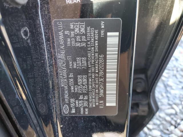 5NMSH73E78H202816 - 2008 HYUNDAI SANTA FE SE BLACK photo 13