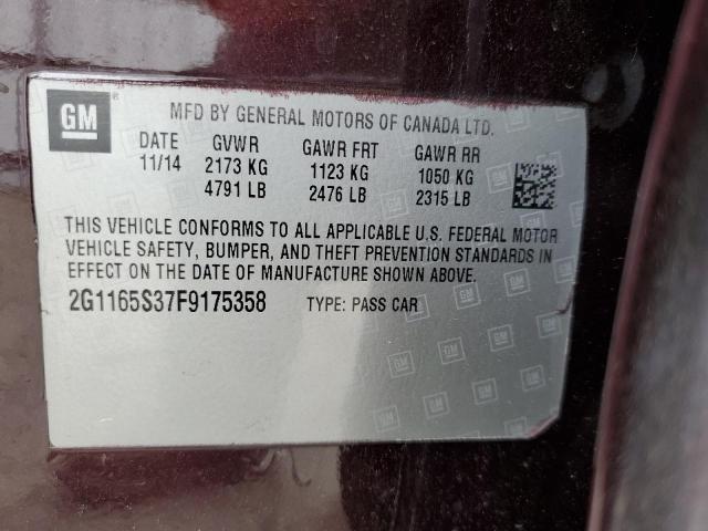 2G1165S37F9175358 - 2015 CHEVROLET IMPALA LTZ BURGUNDY photo 13