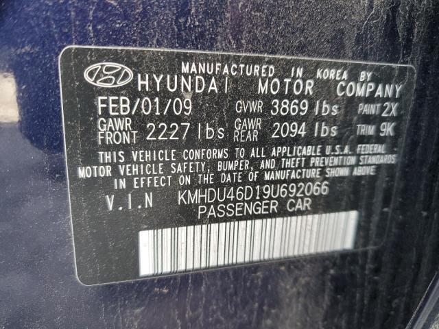 KMHDU46D19U692066 - 2009 HYUNDAI ELANTRA GLS BURGUNDY photo 12