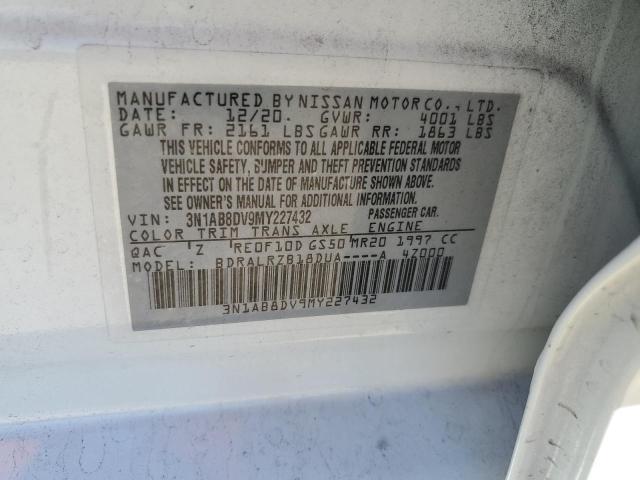 3N1AB8DV9MY227432 - 2021 NISSAN SENTRA SR WHITE photo 12