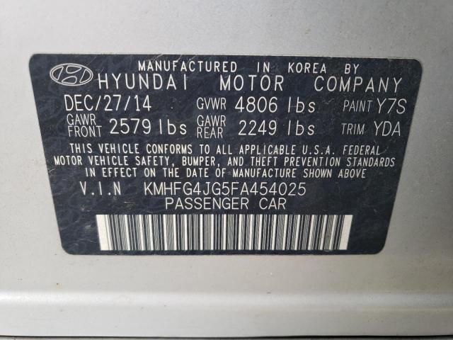 KMHFG4JG5FA454025 - 2015 HYUNDAI AZERA SILVER photo 13