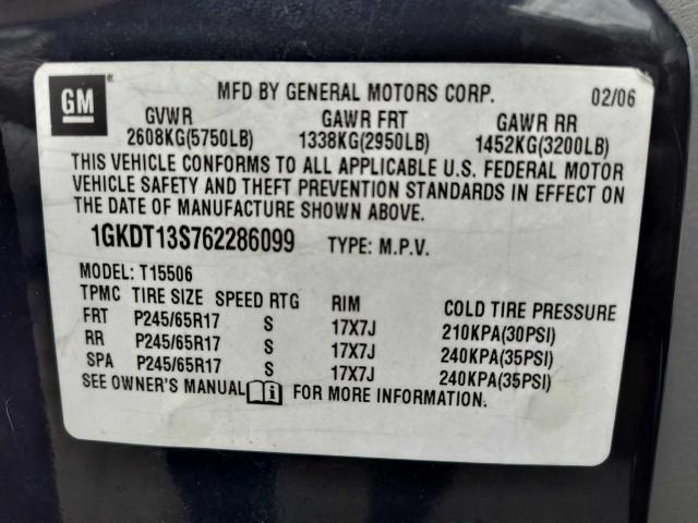 1GKDT13S762286099 - 2007 GMC ENVOY BLACK photo 10