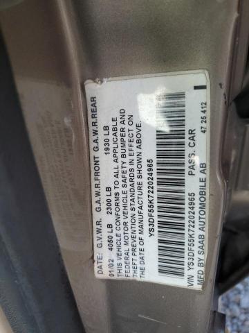 YS3DF55K722024965 - 2002 SAAB 9-3 SE TAN photo 13