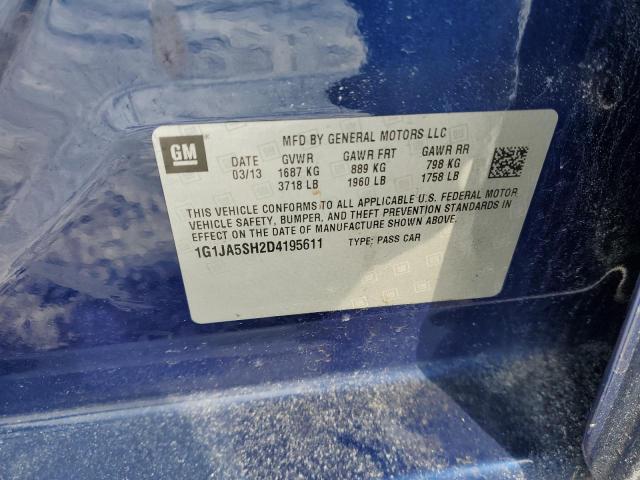 1G1JA5SH2D4195611 - 2013 CHEVROLET SONIC LS BLUE photo 12