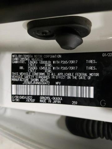 JTENU5JR4N6036472 - 2022 TOYOTA 4RUNNER SR5/SR5 PREMIUM WHITE photo 13