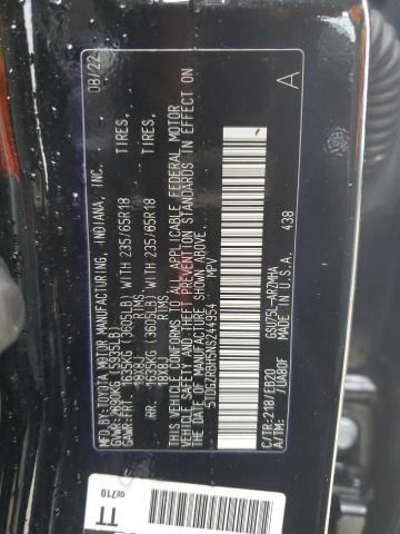 5TDGZRBH5NS244954 - 2022 TOYOTA HIGHLANDER XLE BLACK photo 13