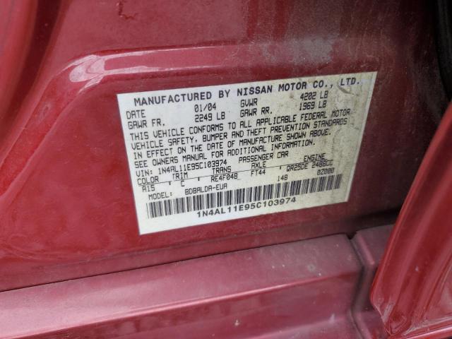 1N4AL11E95C103974 - 2005 NISSAN ALTIMA S RED photo 12