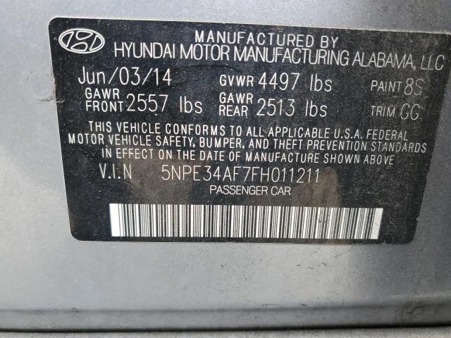 5NPE34AF7FH011211 - 2015 HYUNDAI SONATA SPORT SILVER photo 12