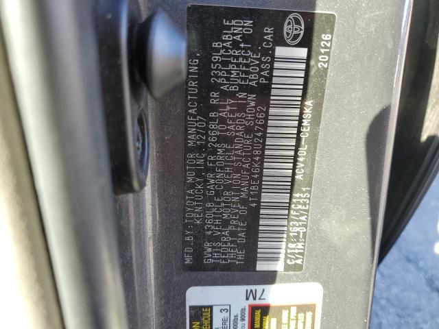 4T1BE46K48U247662 - 2008 TOYOTA CAMRY CE GRAY photo 13