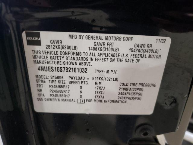 4NUES16S732101032 - 2003 ISUZU ASCENDER S შავი ფოტო 13