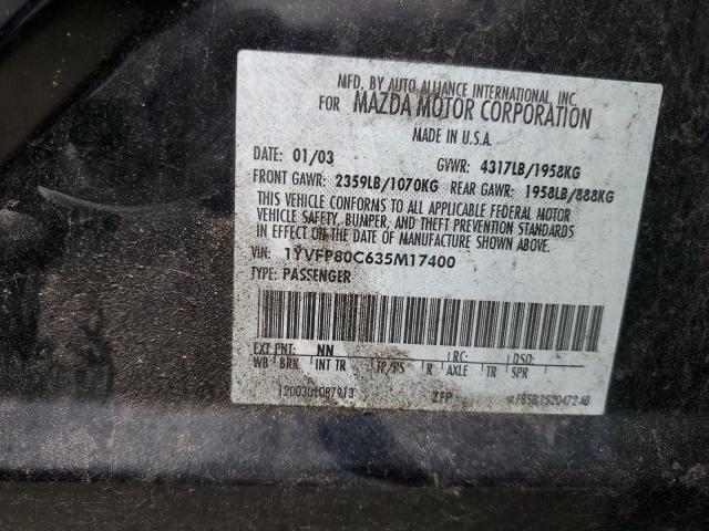 1YVFP80C635M17400 - 2003 MAZDA 6 I BLACK photo 12