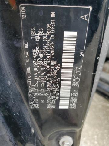 5TBRU34125S447622 - 2005 TOYOTA TUNDRA ACCESS CAB SR5 BLACK photo 12