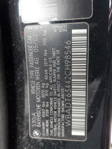 WBADT63442CH98546 - 2002 BMW 5 SERIES I AUTOMATIC BLACK photo 12