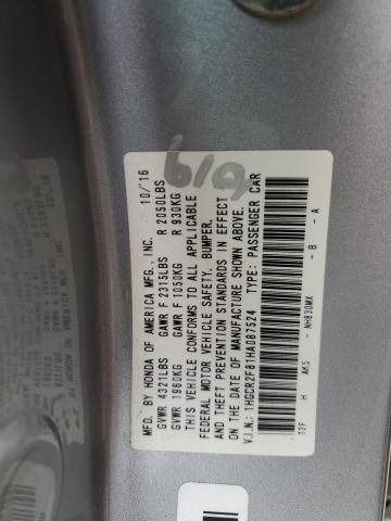 1HGCR2F81HA087524 - 2017 HONDA ACCORD EXL SILVER photo 13