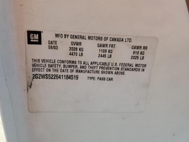 2G2WS522641184519 - 2004 PONTIAC GRAND PRIX GT2 თეთრი ფოტო 12